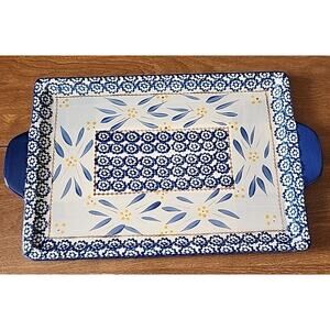 Temptations By Tara Old World Blue Serving Tray 16" x 9 3/4" X 1/2"